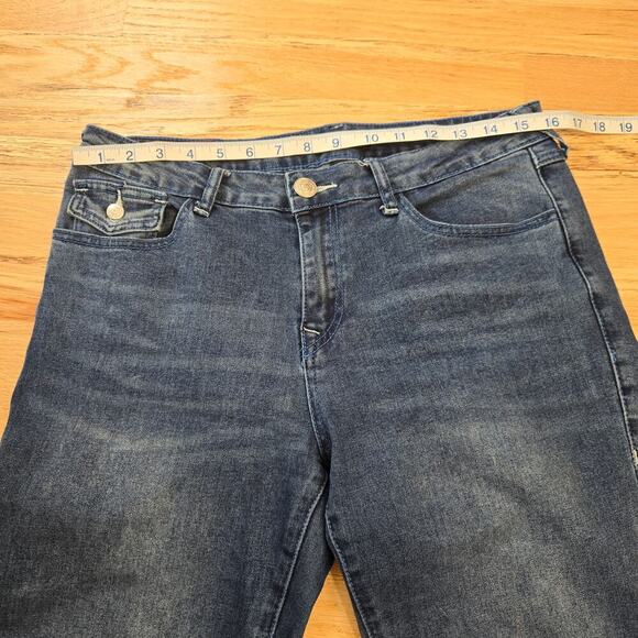 True Religion Billie Mid Rise Straight Blue Jeans 30 Womens Flap Pockets - Picture 2 of 8